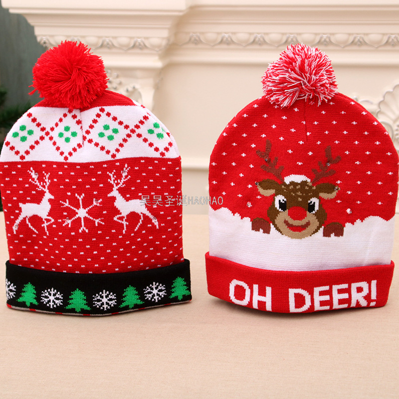 Wool Christmas Hat Adult and Children Knitted Christmas Hat Christmas Hat Colorful Luminous Knitted Hat High-End Elderly Christmas Hat Wool Christmas Hat Adult and Children Knitted Christmas Hat Christmas Hat Colorful Luminous Knitted Hat High-End Elderly Christmas Hat