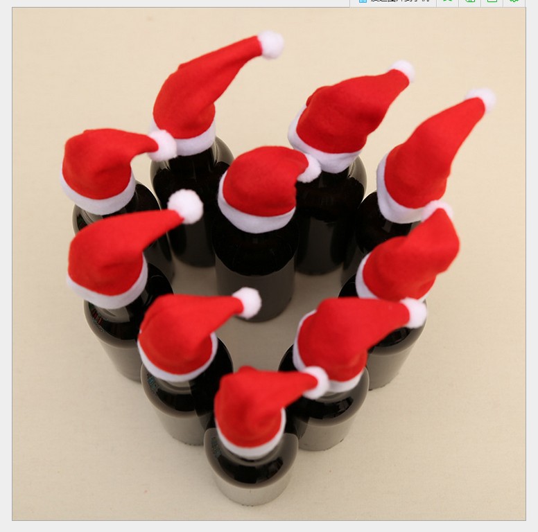 Christmas Decorations Christmas Small Hat Flannel Fabric Mini Hat Christmas Hat Knife and Fork Set Christmas Wine Bottle Decoration