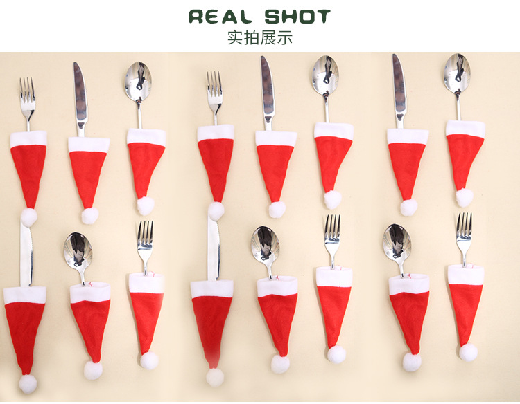 Christmas Decorations Christmas Small Hat Flannel Fabric Mini Hat Christmas Hat Knife and Fork Set Christmas Wine Bottle Decoration Christmas Decorations Christmas Small Hat Flannel Fabric Mini Hat Christmas Hat Knife and Fork Set Christmas Wine Bottle Decoration