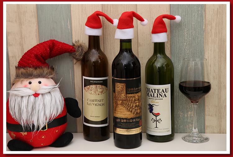 Christmas Decorations Christmas Small Hat Flannel Fabric Mini Hat Christmas Hat Knife and Fork Set Christmas Wine Bottle Decoration Christmas Decorations Christmas Small Hat Flannel Fabric Mini Hat Christmas Hat Knife and Fork Set Christmas Wine Bottle Decoration