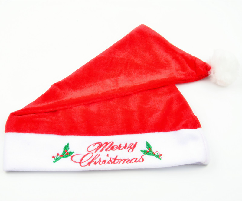 Christmas Adult Hat Christmas Decoration Christmas Hat Adult Gold Velvet plus Embroidery English Merry Christmas