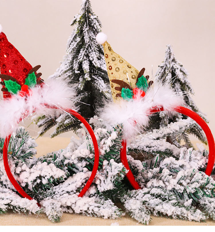 New Christmas Hat Headband Head Buckle Children's Present Small Gift Sequins Tricorne Headband Christmas Holiday Decorations New Christmas Hat Headband Head Buckle Children's Present Small Gift Sequins Tricorne Headband Christmas Holiday Decorations