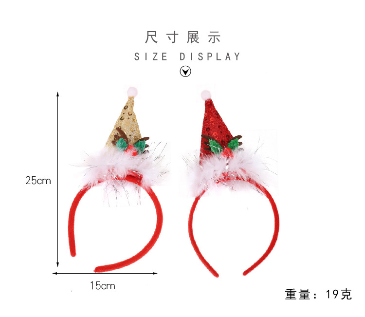 New Christmas Hat Headband Head Buckle Children's Present Small Gift Sequins Tricorne Headband Christmas Holiday Decorations New Christmas Hat Headband Head Buckle Children's Present Small Gift Sequins Tricorne Headband Christmas Holiday Decorations