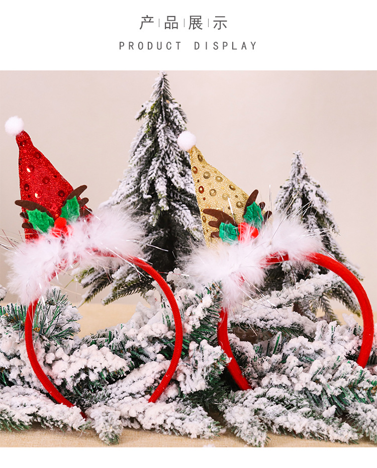 New Christmas Hat Headband Head Buckle Children's Present Small Gift Sequins Tricorne Headband Christmas Holiday Decorations New Christmas Hat Headband Head Buckle Children's Present Small Gift Sequins Tricorne Headband Christmas Holiday Decorations