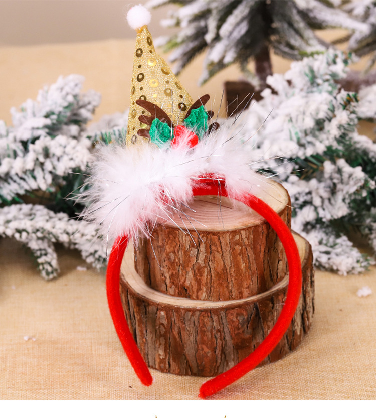 New Christmas Hat Headband Head Buckle Children's Present Small Gift Sequins Tricorne Headband Christmas Holiday Decorations New Christmas Hat Headband Head Buckle Children's Present Small Gift Sequins Tricorne Headband Christmas Holiday Decorations
