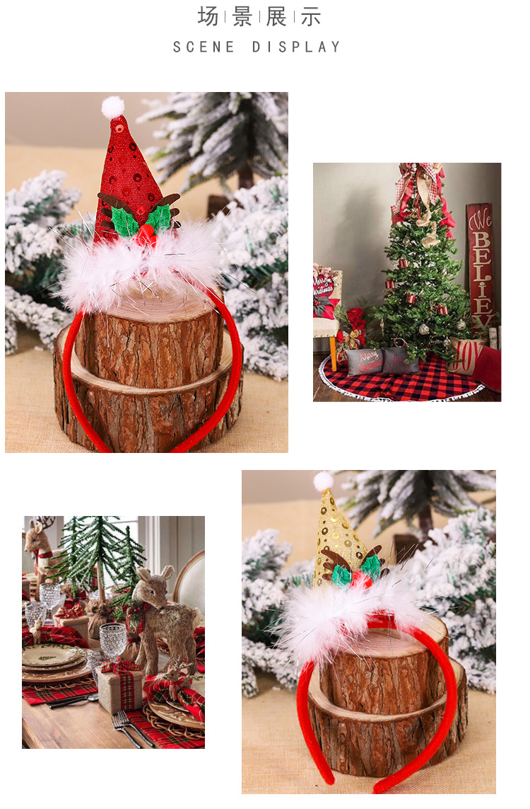 New Christmas Hat Headband Head Buckle Children's Present Small Gift Sequins Tricorne Headband Christmas Holiday Decorations New Christmas Hat Headband Head Buckle Children's Present Small Gift Sequins Tricorne Headband Christmas Holiday Decorations