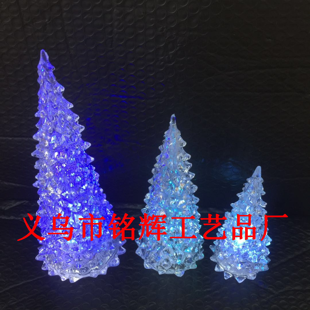 Creative Christmas decorations adorn acrylic night lights LED Christmas tree crystal Christmas tree pendant