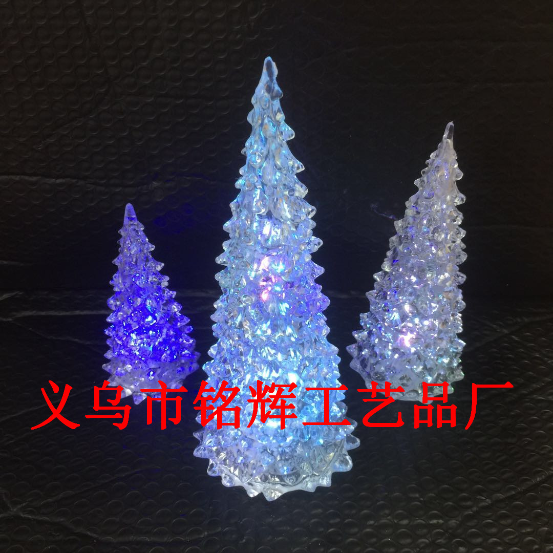 Creative Christmas decorations adorn acrylic night lights LED Christmas tree crystal Christmas tree pendant