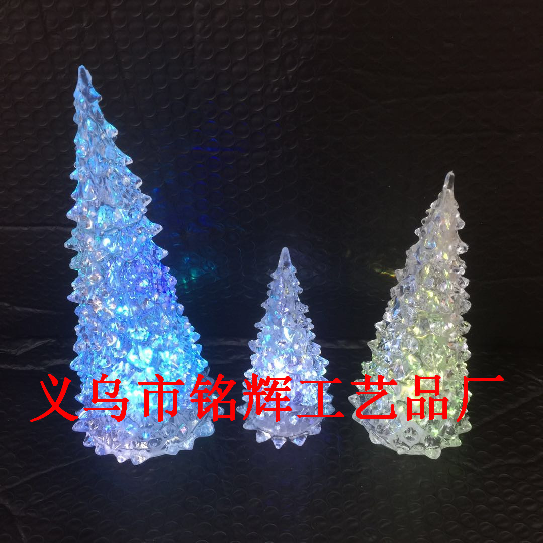 Creative Christmas decorations adorn acrylic night lights LED Christmas tree crystal Christmas tree pendant