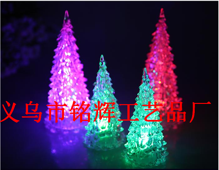 Creative Christmas decorations adorn acrylic night lights LED Christmas tree crystal Christmas tree pendant