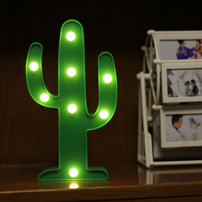 INS Flamingo String Small Colored Lights Christmas Tree Photo Props Chic Cactus Room Decorative Table Lamp