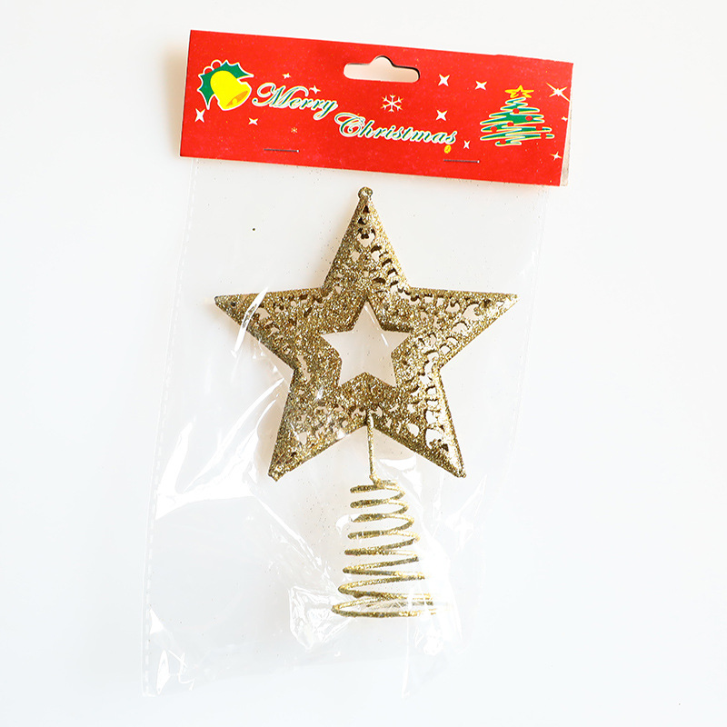 Cross-Border Wholesale Christmas Tree Top Star Decoration Lovely Elk Five-Pointed Star 2020 New Style Iron Five-Pointed Star Dress up