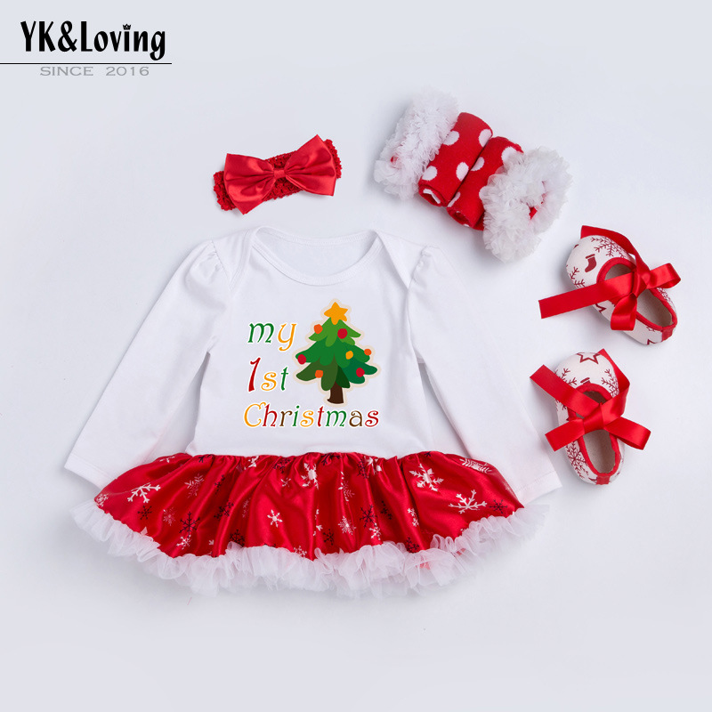 Christmas Big Snowflake Baby&#039;s Gown Baby Suit Cotton Long Sleeve 02 Years Old Baby Dress Wish Amazon Hot Sale