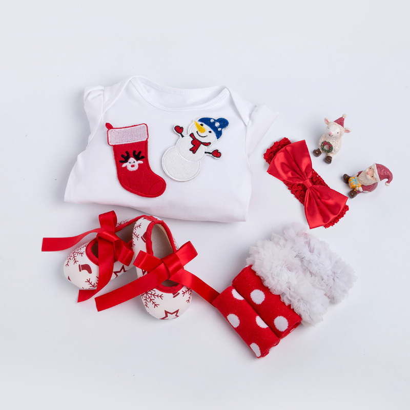 Christmas Big Snowflake Baby&#039;s Gown Baby Suit Cotton Long Sleeve 02 Years Old Baby Dress Wish Amazon Hot Sale