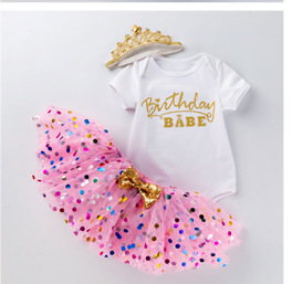Christmas Big Snowflake Baby's Gown Baby Suit Cotton Long Sleeve 02 Years Old Baby Dress Wish Amazon Hot Sale