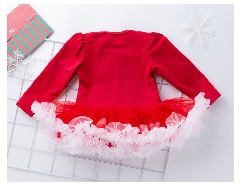 Christmas Big Snowflake Baby's Gown Baby Suit Cotton Long Sleeve 02 Years Old Baby Dress Wish Amazon Hot Sale