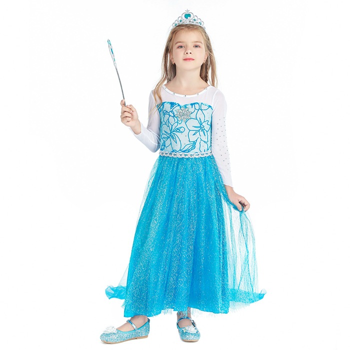 2021 Christmas Children&#039;s Clothing Frozen Princess Skirt Elsa Elsa Girl&#039;s Long-Sleeved Dress Yama