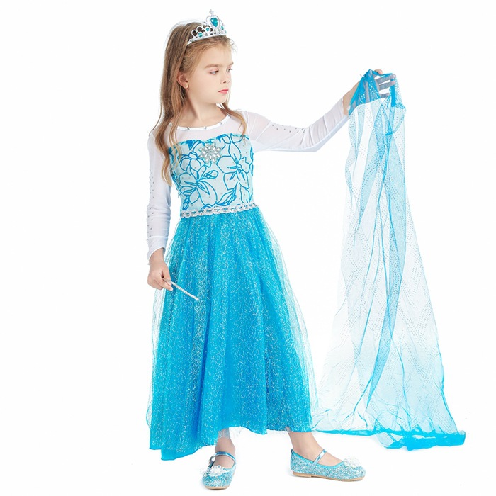 2021 Christmas Children's Clothing Frozen Princess Skirt Elsa Elsa Girl's Long-Sleeved Dress Yama