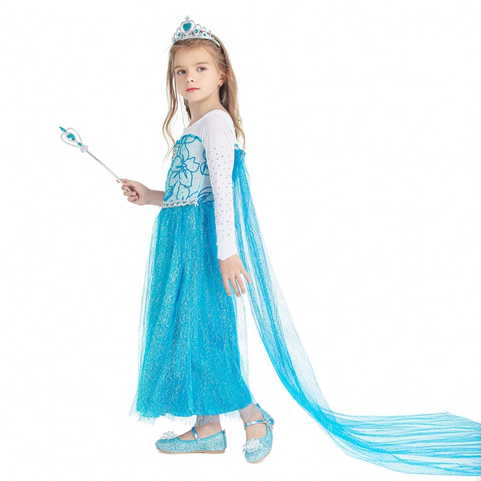 2021 Christmas Children's Clothing Frozen Princess Skirt Elsa Elsa Girl's Long-Sleeved Dress Yama