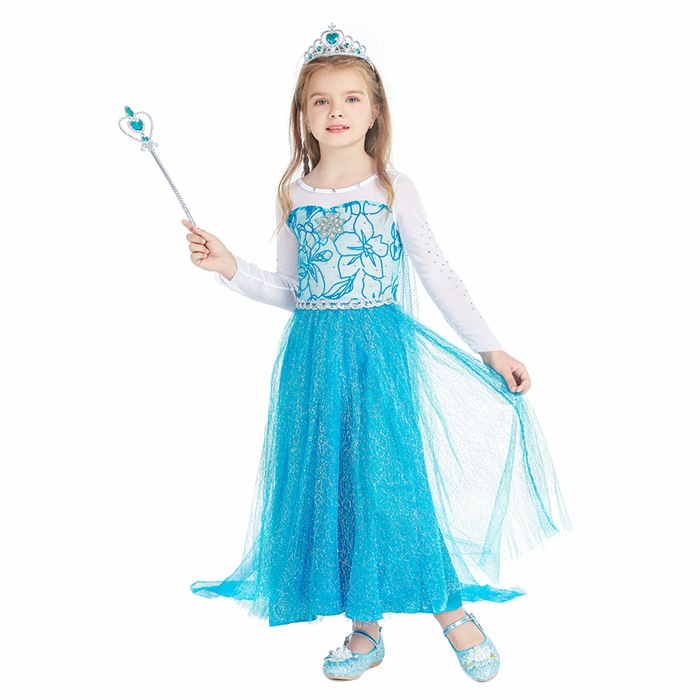 2021 Christmas Children's Clothing Frozen Princess Skirt Elsa Elsa Girl's Long-Sleeved Dress Yama