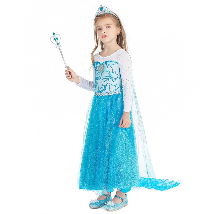 2021 Christmas Children's Clothing Frozen Princess Skirt Elsa Elsa Girl's Long-Sleeved Dress Yama