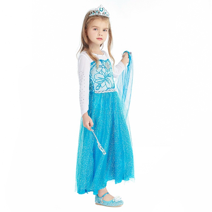 2021 Christmas Children's Clothing Frozen Princess Skirt Elsa Elsa Girl's Long-Sleeved Dress Yama
