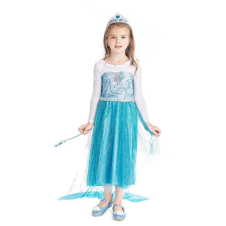 2021 Christmas Children's Clothing Frozen Princess Skirt Elsa Elsa Girl's Long-Sleeved Dress Yama