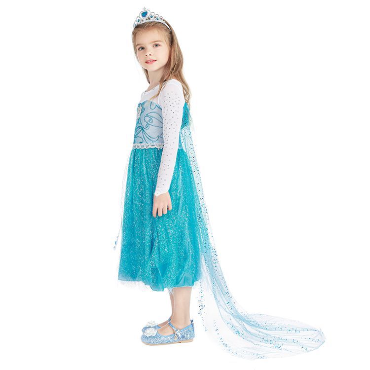 2021 Christmas Children's Clothing Frozen Princess Skirt Elsa Elsa Girl's Long-Sleeved Dress Yama