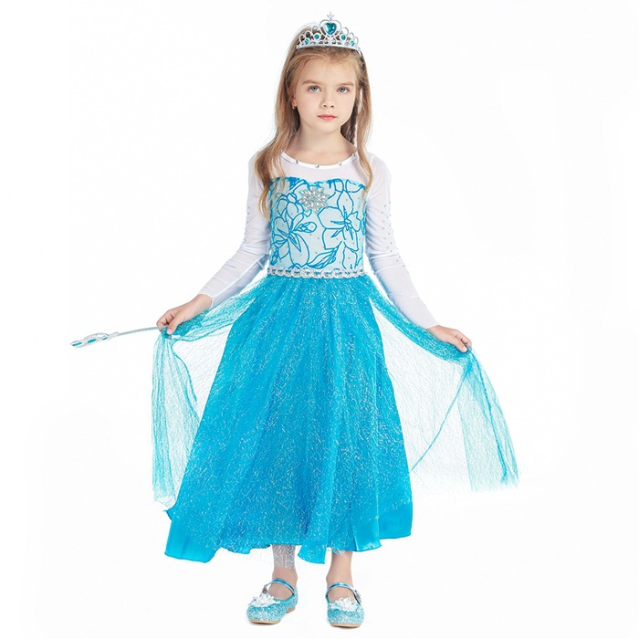 2021 Christmas Children's Clothing Frozen Princess Skirt Elsa Elsa Girl's Long-Sleeved Dress Yama