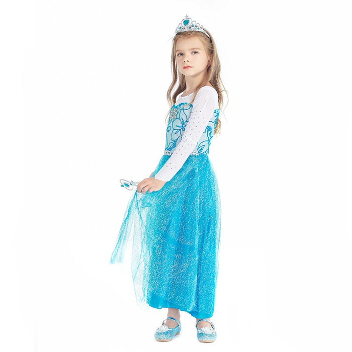 2021 Christmas Children's Clothing Frozen Princess Skirt Elsa Elsa Girl's Long-Sleeved Dress Yama