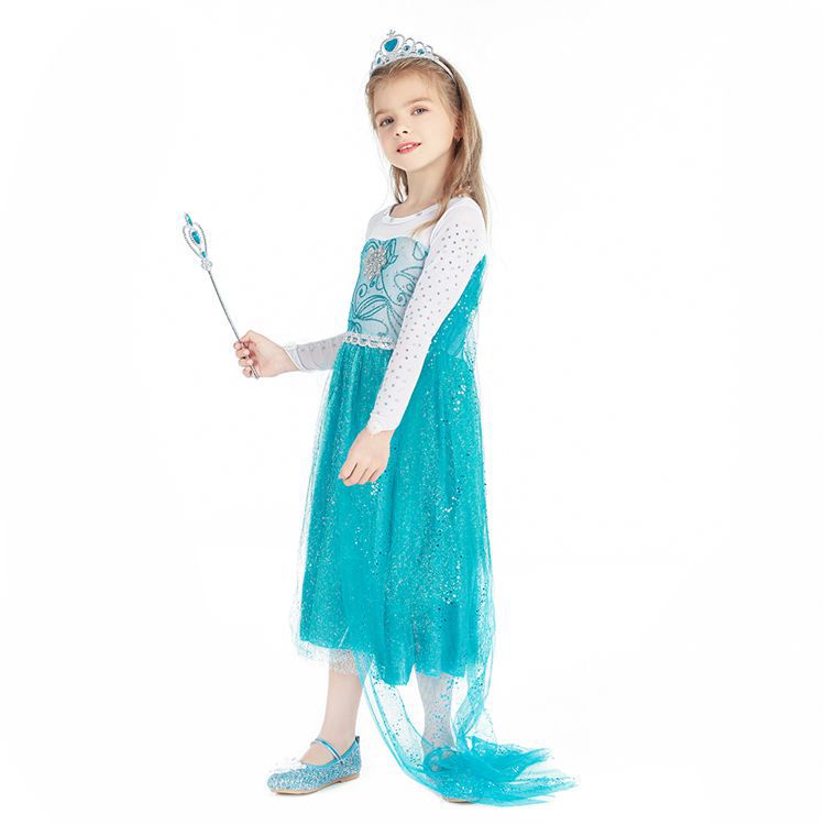 2021 Christmas Children's Clothing Frozen Princess Skirt Elsa Elsa Girl's Long-Sleeved Dress Yama