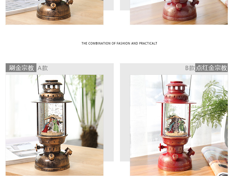 Tiktok Storm Lantern Wedding Light Vintage Steam Light Festive Dress European-Style Decorations Decoration Christmas Crystal Box Wish Storm Lantern Crystal