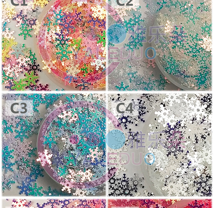 Yaleduo 7mm Snowflake PVC Paillette Cross-Border E-Commerce Christmas Dress up DIY Ornament Crystal Mud Filling