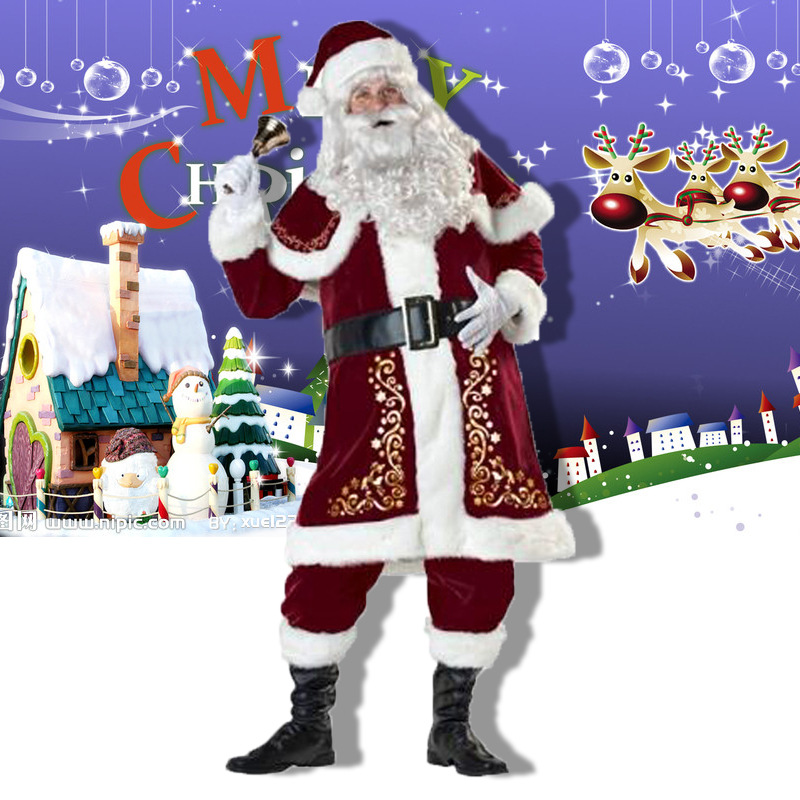 Added Christmas costumes adult men and women Santa Claus Christmas dress Christmas couples costumes