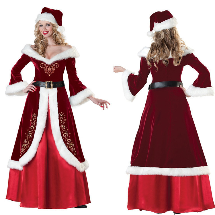 Added Christmas costumes adult men and women Santa Claus Christmas dress Christmas couples costumes