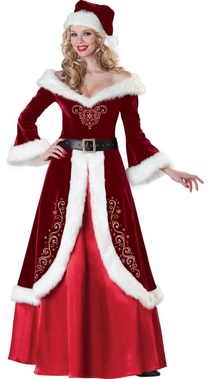 Added Christmas costumes adult men and women Santa Claus Christmas dress Christmas couples costumes