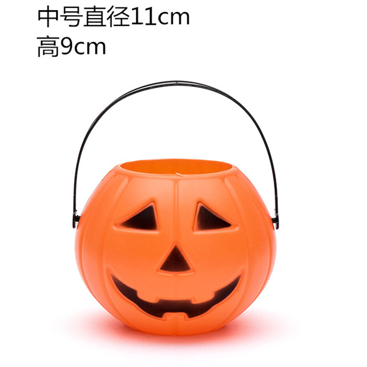 Halloween Supplies Bar Decoration Props Large, Medium and Small Portable Pumpkin Bucket Pumpkin Jar Pumpkin Lamp Bucket with Lid