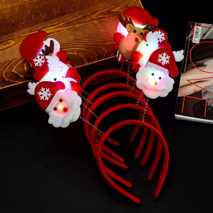 Adults and Children Dress up Christmas Luminous Head Buckle Luminous Headband Antlers Headband Christmas Hat Christmas Decorations
