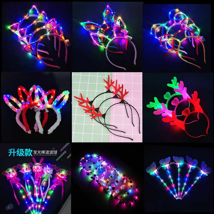 Christmas Luminous Headband Antlers Magic Magic Wand Children&#039;s Toys Wholesale Push Small Gifts Night Market Stall