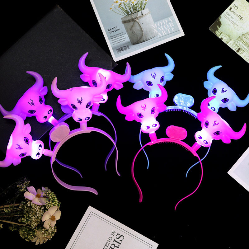 88 New Luminous Horn Antlers Crown Barrettes Bow Headdress Flash Fluorescent Toy Batch Luminous Antlers