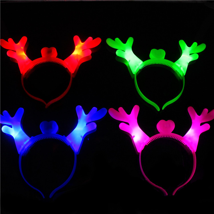 88 New Luminous Horn Antlers Crown Barrettes Bow Headdress Flash Fluorescent Toy Batch Luminous Antlers