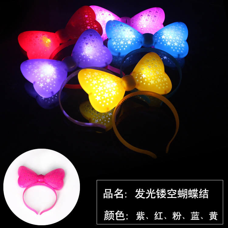 88 New Luminous Horn Antlers Crown Barrettes Bow Headdress Flash Fluorescent Toy Batch Luminous Antlers