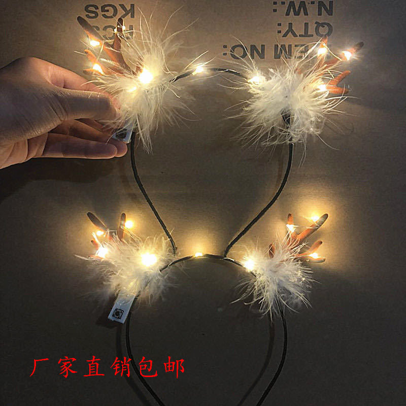 Christmas Headwear Antlers Concert Glowing Headdress Night Market Hot Sale Antlers Headband Wholesale Luminous Antlers