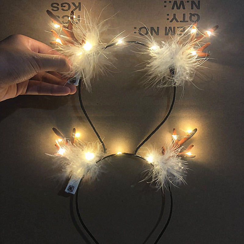 Christmas Headwear Antlers Concert Glowing Headdress Night Market Hot Sale Antlers Headband Wholesale Luminous Antlers