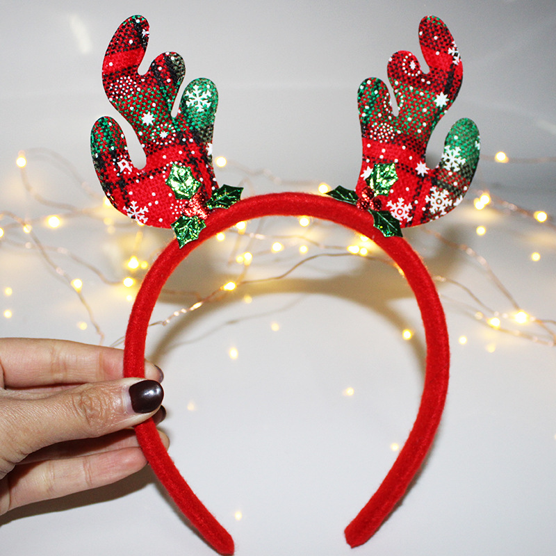 Christmas Head Band Internet Celebrity Luminous Antlers Headband Christmas Headwear Antler Barrettes Creative Headdress Push Small Gift
