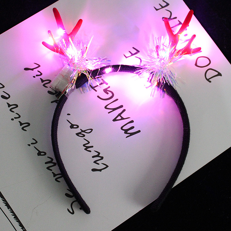 Christmas Head Band Internet Celebrity Luminous Antlers Headband Christmas Headwear Antler Barrettes Creative Headdress Push Small Gift