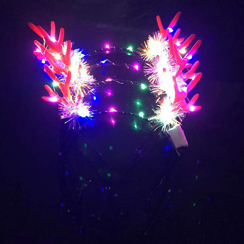 Christmas Head Band Internet Celebrity Luminous Antlers Headband Christmas Headwear Antler Barrettes Creative Headdress Push Small Gift
