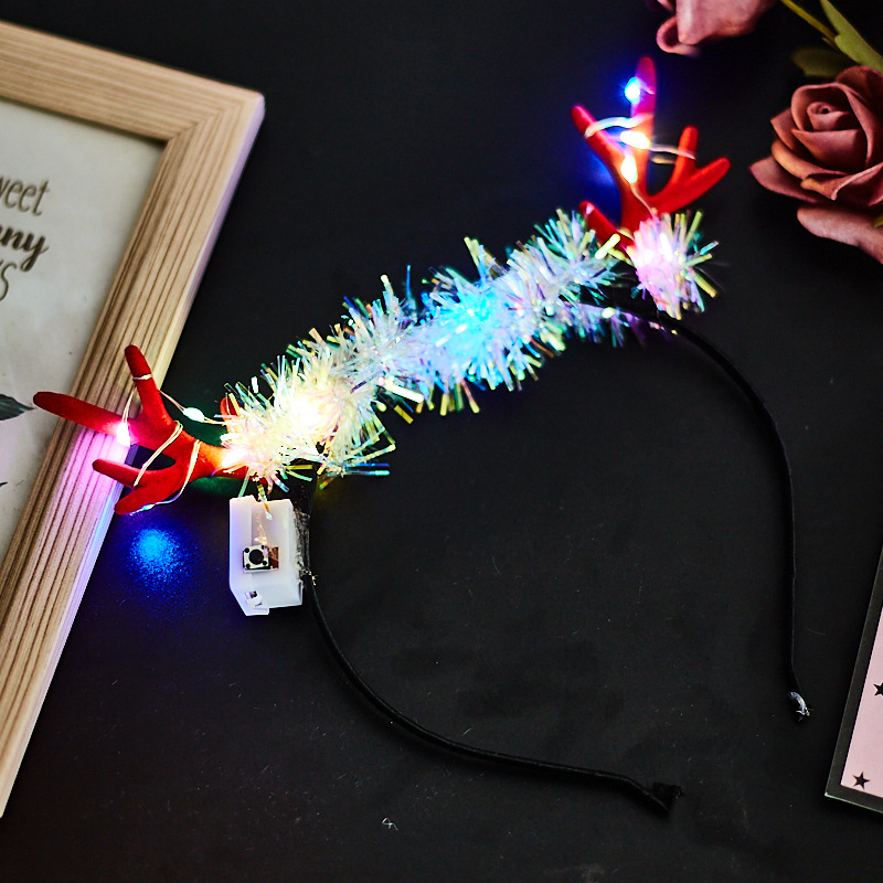 Luminous 10 Lights Rabbit Ears Hair Hoop Flash Antlers Push Cat Ears Mickey Light Included Headband Stall Toys Wholesale