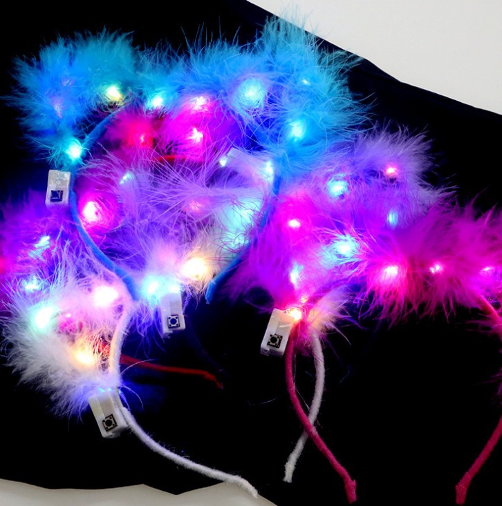 Luminous 10 Lights Rabbit Ears Hair Hoop Flash Antlers Push Cat Ears Mickey Light Included Headband Stall Toys Wholesale