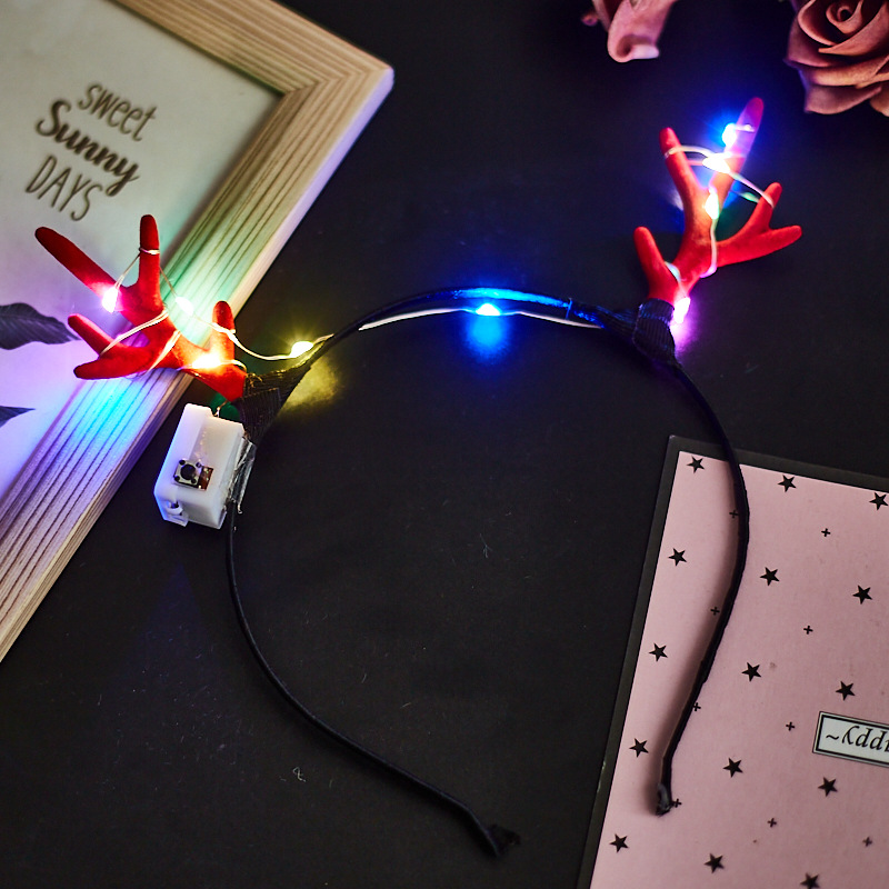 Luminous 10 Lights Rabbit Ears Hair Hoop Flash Antlers Push Cat Ears Mickey Light Included Headband Stall Toys Wholesale